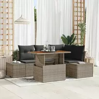 Lauko baldų komplektas Sodo Sofų Rinkinys su saugykla 5 pcs Pilka Poli ratanas