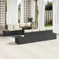 Sodo Sofų Rinkinys su saugykla 9 pcs Juoda Poli ratanas