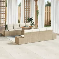 Sodo Sofų Rinkinys su saugykla 9 pcs Smėlio Poli ratanas