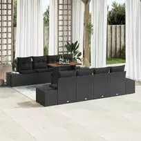 Sodo Sofų Rinkinys su saugykla 9 pcs Juoda Poli ratanas
