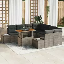 Lauko baldų komplektas Sodo Sofų Rinkinys su saugykla 9 pcs Pilka Poli ratanas