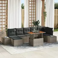 Lauko baldų komplektas Sodo Sofų Rinkinys su saugykla 8 pcs Pilka Poli ratanas