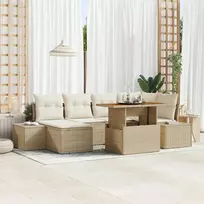Lauko baldų komplektas Sodo Sofų Rinkinys su saugykla 7 pcs Smėlio Poli ratanas