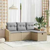 Lauko baldų komplektas Sofos komplektas su pagalve 4 pcs Smėlio poliratanas