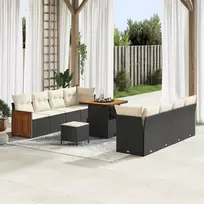 Sodo Sofų Rinkinys su pagalve 11 pcs Juoda ir kreminė