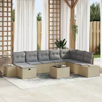 Lauko baldų komplektas Sodo Sofų Rinkinys su pagalve 9 pcs Smėlio poliratanas