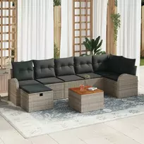 Lauko baldų komplektas Sodo Sofų Rinkinys su pagalve 8 pcs Pilka poliratanas