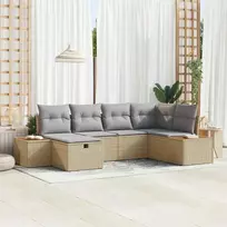 Lauko baldų komplektas Sodo Sofų Rinkinys su pagalve 6 pcs Smėlio poliratanas