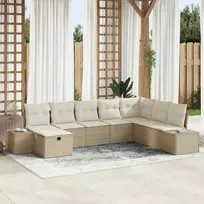 Lauko baldų komplektas Sodo Sofų Rinkinys su pagalve 8 pcs Smėlio poliratanas