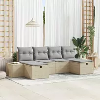 Lauko baldų komplektas Sodo Sofų Rinkinys su pagalve 6 pcs Smėlio poliratanas