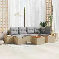 Lauko baldų komplektas Sodo Sofų Rinkinys su pagalve 7 pcs Smėlio poliratanas