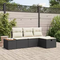 Lauko baldų komplektas Sodo Sofų Rinkinys su pagalve 4 pcs Juoda Poli ratanas