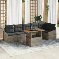 Sodo Sofų Rinkinys su saugykla 7 pcs Pilka Poli ratanas