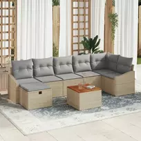 Lauko baldų komplektas Sodo Sofų Rinkinys su pagalve 8 pcs Smėlio poliratanas