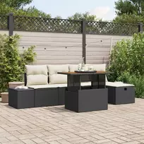 Lauko baldų komplektas Sodo Sofų Rinkinys 6 pcs Juoda poliratanas