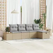 Lauko baldų komplektas Sodo Sofų Rinkinys su pagalve 5 pcs Smėlio poliratanas
