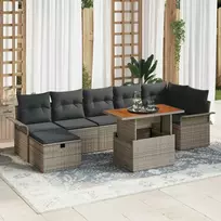 Lauko baldų komplektas Sodo Sofų Rinkinys su pagalve 8 pcs Pilka poliratanas