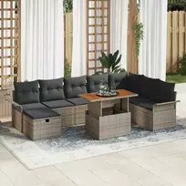 Lauko baldų komplektas Sodo Sofų Rinkinys su pagalve 9 pcs Pilka poliratanas