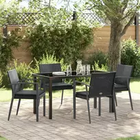 Lauko baldų komplektas Sodo valgomojo komplektas 5 pcs Juoda ir pilka PE ratanas