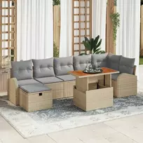 Lauko baldų komplektas Sodo Sofų Rinkinys su pagalve 8 pcs Smėlio poliratanas