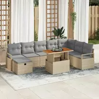 Lauko baldų komplektas Sodo Sofų Rinkinys su pagalve 9 pcs Smėlio poliratanas