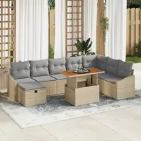 Lauko baldų komplektas Sodo Sofų Rinkinys su pagalve 9 pcs Smėlio poliratanas