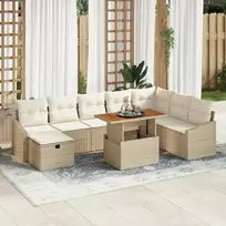 Lauko baldų komplektas Sodo Sofų Rinkinys su pagalve 9 pcs Smėlio poliratanas
