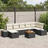 Lauko baldų komplektas Sodo Sofų Rinkinys su pagalve 8 pcs Juoda Poli ratanas