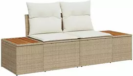 Lauko baldų komplektas Sodo Sofų Rinkinys su pagalve 9 pcs Smėlio poliratanas