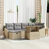 Lauko baldų komplektas Sodo Sofų Rinkinys su pagalve 7 pcs Smėlio poliratanas