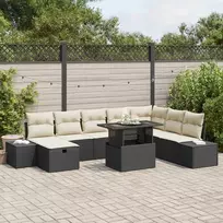 Lauko baldų komplektas Sodo Sofų Rinkinys 9 pcs Juoda poliratanas