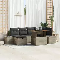 Lauko baldų komplektas Sodo Sofų Rinkinys 7 pcs Pilka poliratanas