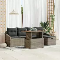 Lauko baldų komplektas Sodo Sofų Rinkinys 6 pcs Pilka poliratanas