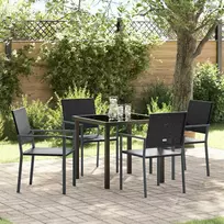 Lauko baldų komplektas Sodo valgomojo komplektas 5 pcs Juoda PE ratanas