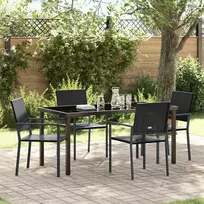 Lauko baldų komplektas Sodo valgomojo komplektas 5 pcs Juoda PE ratanas