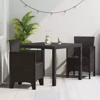 Lauko baldų komplektas Sodo valgomojo komplektas 3 pcs Ruda Polipropilenas