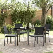 Lauko baldų komplektas Sodo valgomojo komplektas 5 pcs Juoda ir šviesiai pilka