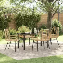 Lauko baldų komplektas Sodo valgomojo komplektas 5 pcs Ruda poliratanas