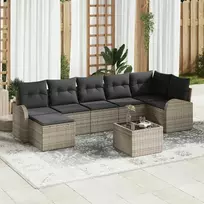 Lauko baldų komplektas Sodo Sofų Rinkinys su pagalve 8 pcs Pilka Poli ratanas