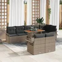 Sodo Sofų Rinkinys su pagalve 9 pcs Pilka poliratanas