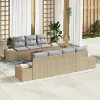 Lauko baldų komplektas Sodo Sofų Rinkinys su pagalve 8 pcs Smėlio poliratanas