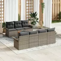 Lauko baldų komplektas Sodo Sofų Rinkinys su pagalve 8 pcs Pilka poliratanas