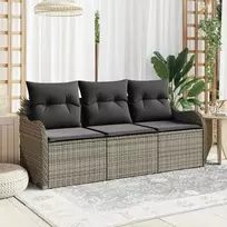 Lauko baldų komplektas Sodo Sofų Rinkinys su pagalve 3 pcs Pilka poliratanas