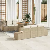 Lauko baldų komplektas Sodo Sofų Rinkinys su saugykla 7 pcs Smėlio Poli ratanas