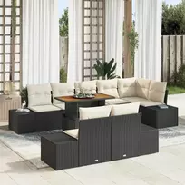 Sodo Sofų Rinkinys su saugykla 9 pcs Juoda Poli ratanas