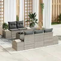 Lauko baldų komplektas Sodo Sofų Rinkinys 6 pcs Šviesiai pilka ir tamsiai pilka