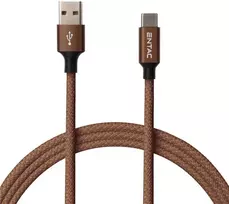 Entac kabelis USB-A - USB-C 1.5m 2A 10W nailonas rudas