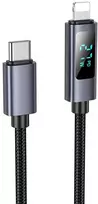 USB C į Lightning laidas Hoco PD 27W su ekranu 1 m X112 juodas