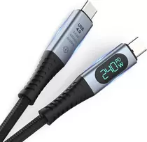 RoGer PD24VB USB-C 4.0 kabelis su voltmetru PD240W / 40Gbps / 8K60Hz / 1m