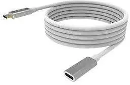 Vision VISION profesionalus USB-C prailginimo kabelis, skirtas montavimui – 30 metų garantija – USB 3.2 Gen 1 5Gbps – palaiko 3 A įkrovimo srovę – USB-C 3.2 (M) į USB-C 3.2 (F) – išorinis skersmuo 4,5 mm – 22 + 30 AWG 2 m – baltas
